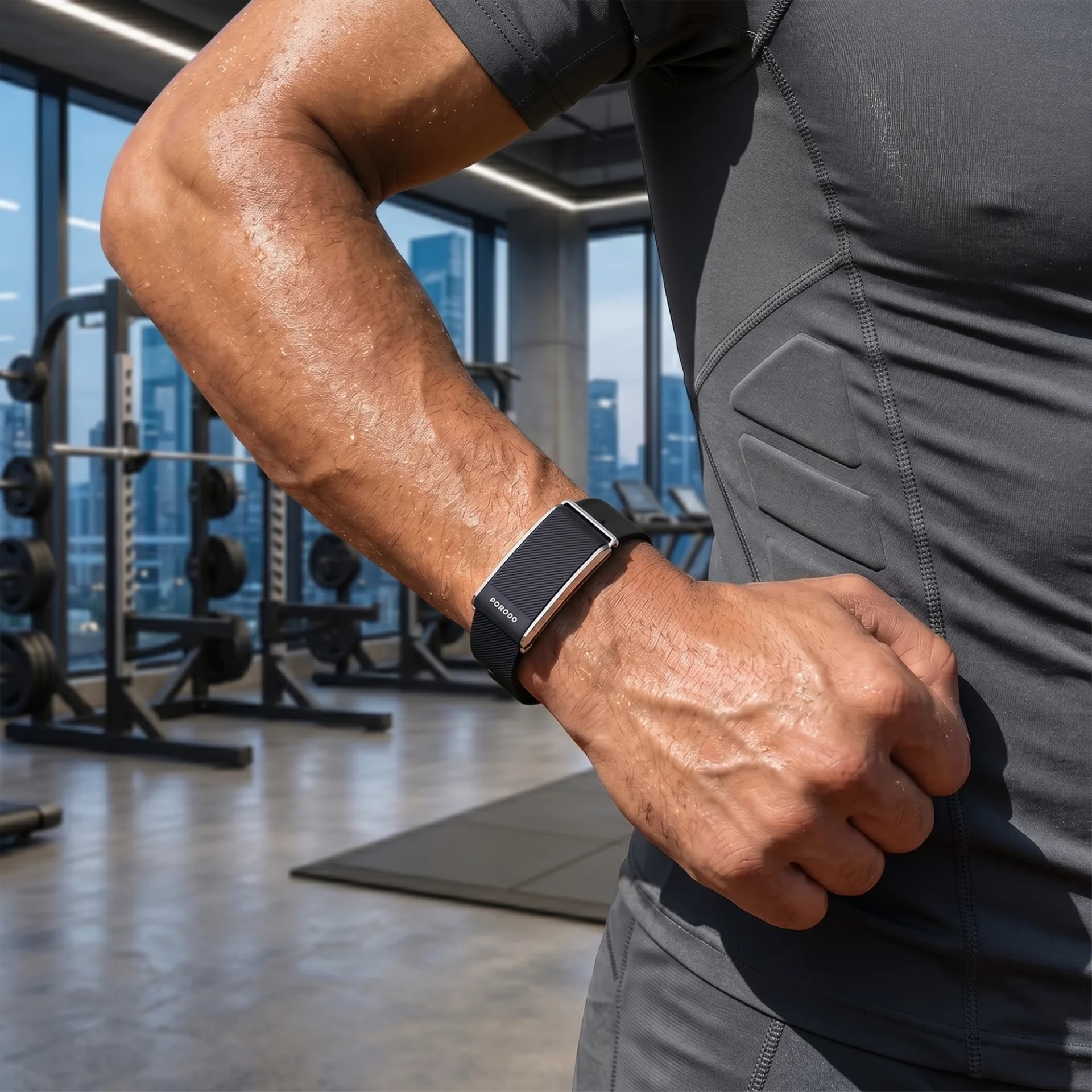 Porodo TrackFit Screenless Fitness Band 2 Straps Included ( Black & Orange )
